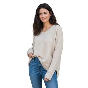Joe’s Jeans Oatmeal V Neck Sweater Women’s XS Soft Knit Preppy Casual